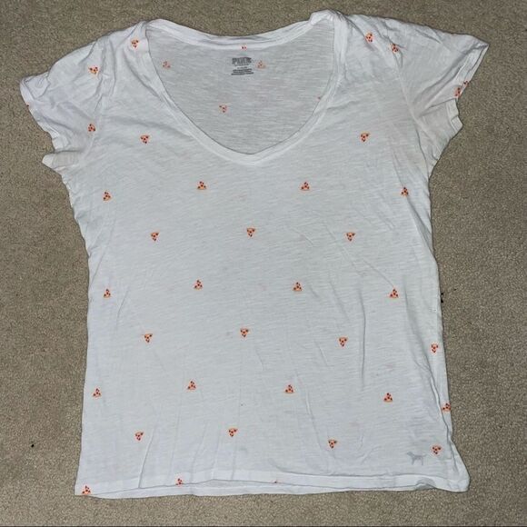 Victoria’s Secret white T-shirt with pizza pattern - Picture 3 of 7